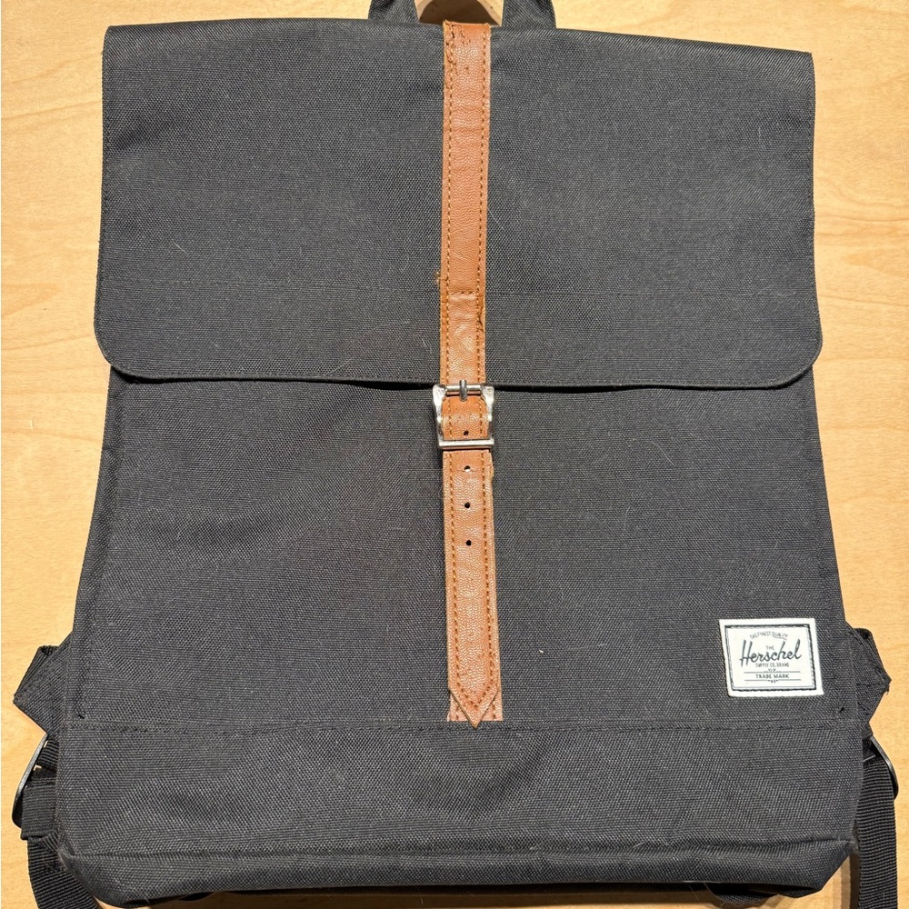 Herschel Supply Company Black Backpack with Tan Strap